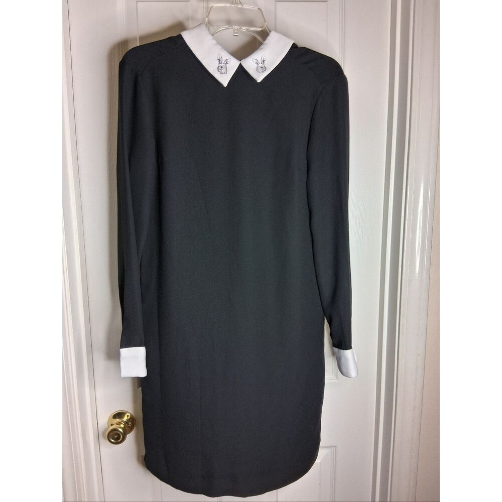 Victorian Beckham w/ Target Black Long-Sleeve Shift Dress with White Collar XS